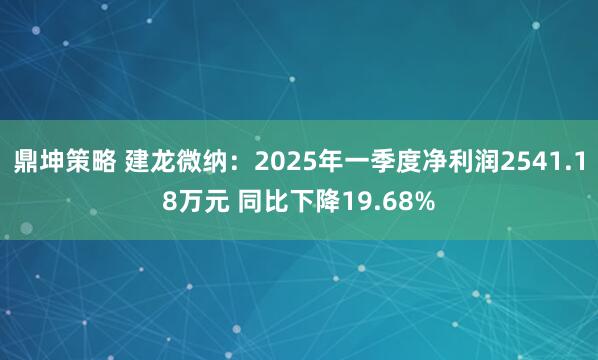 鼎坤策略 建龙微纳：2025年一季度净利润2541.18万元 同比下降19.68%